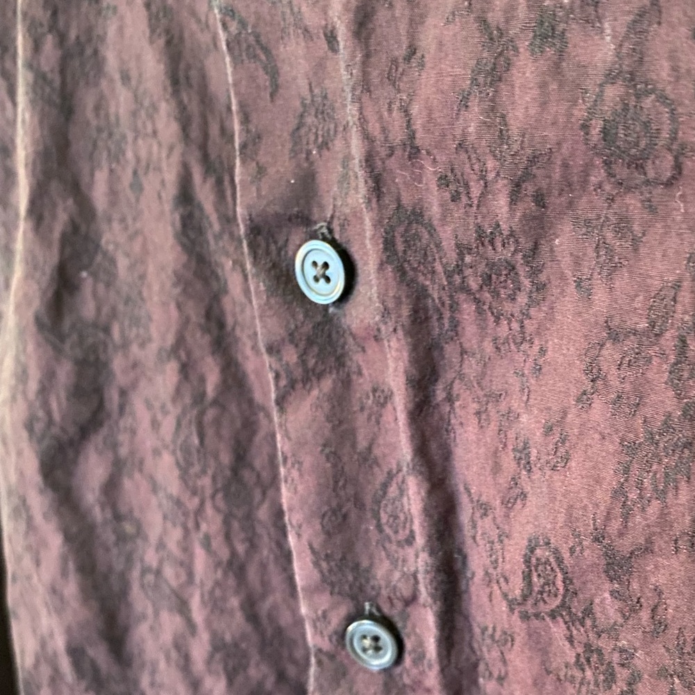 Express Slim Small Burgundy & Black Patterned Button Up